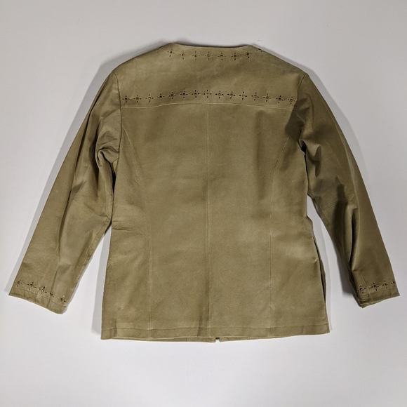 NWT Cabelas Suede Leather Jacket Sz S Beige Tan Full Zip Perforated - Picture 7 of 13